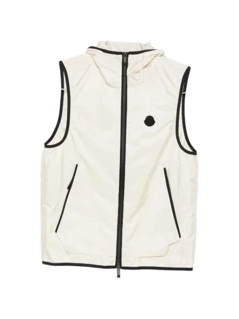 logo-print hoodied gilet by MONCLER