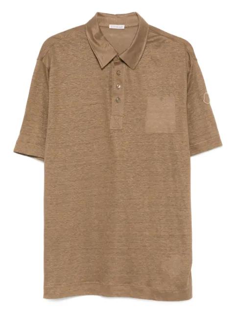 patch-pocket linen polo shirt by MONCLER