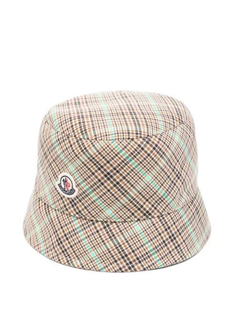 plaid logo patch hat by MONCLER