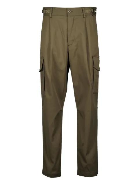 pleated logo patch trousers by MONCLER
