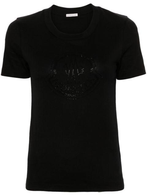 rhinestone-logo T-shirt by MONCLER