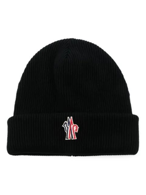 ribbed embroidered-logo beanie hat by MONCLER