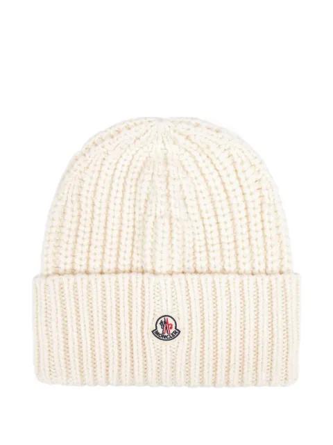 ribbed logo-patch beanie by MONCLER