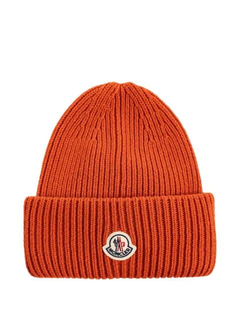 ribbed logo-patch beanie by MONCLER