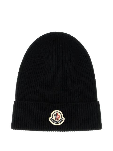 ribbed logo-patch beanie by MONCLER