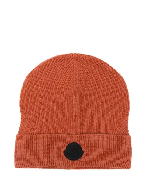ribbed logo-patch beanie by MONCLER