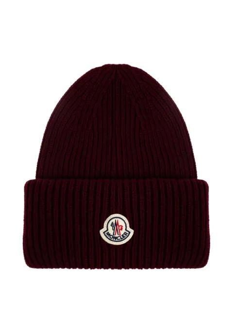 ribbed logo-patch beanie by MONCLER