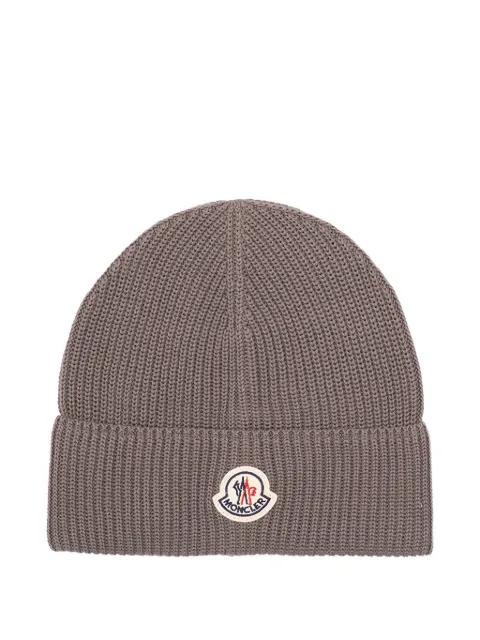 ribbed logo-patch beanie hat by MONCLER