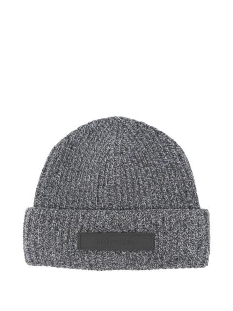 ribbed logo-plaque beanie hat by MONCLER