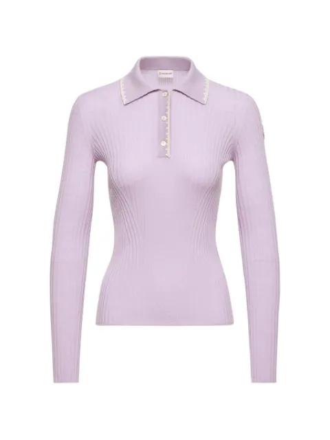 ribbed longe sleeve polo shirt by MONCLER