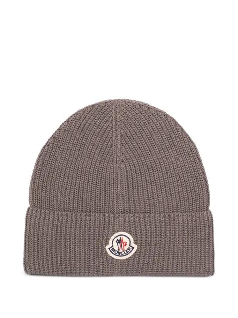 ribbed patch beanie hat by MONCLER