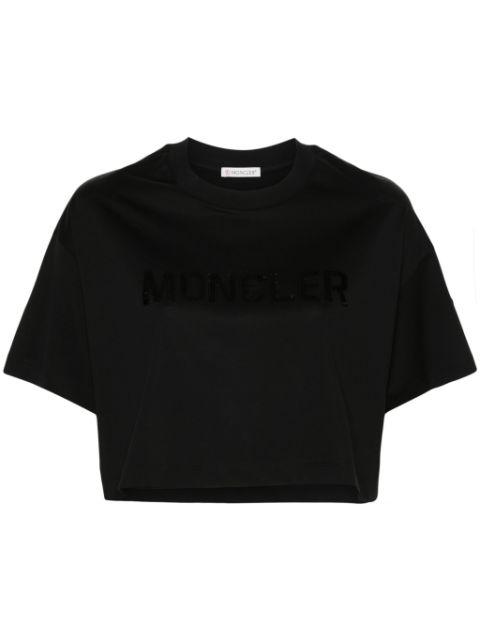 sequin-logo cropped T-shirt by MONCLER