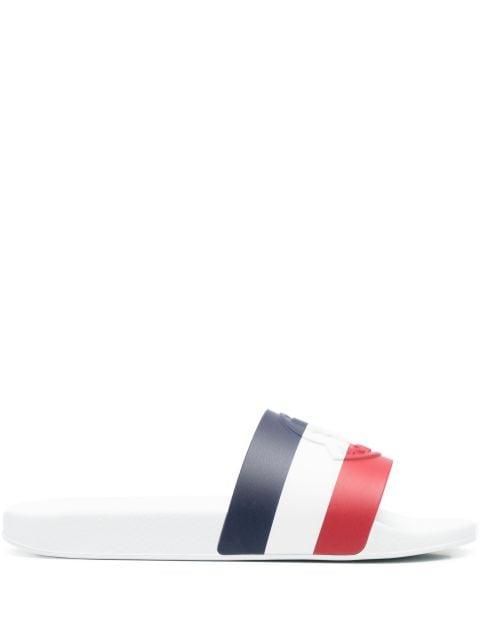 striped logo-detail slides by MONCLER