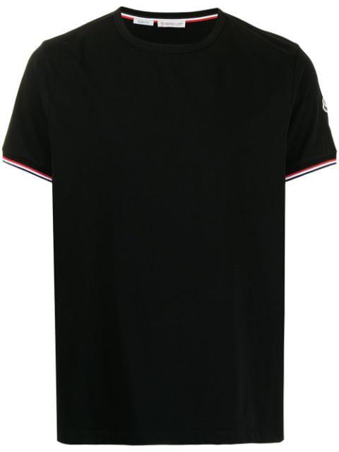 striped-trim V-neck T-shirt by MONCLER