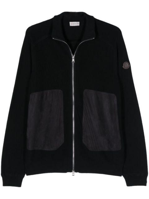 suede-panels cotton-blend cardigan by MONCLER