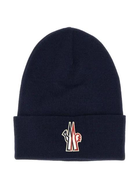 turn-up logo patch beanie by MONCLER
