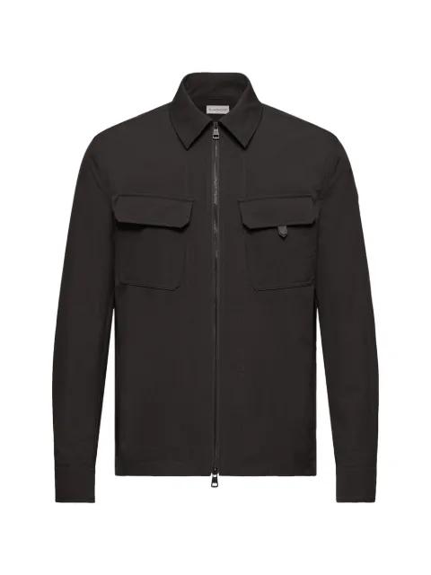 zip-up logo-patch overshirt by MONCLER
