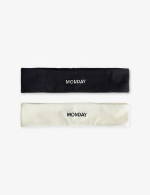 Pack of Two Embroidered-Logo Stretch-Jersey Headbands by MONDAY