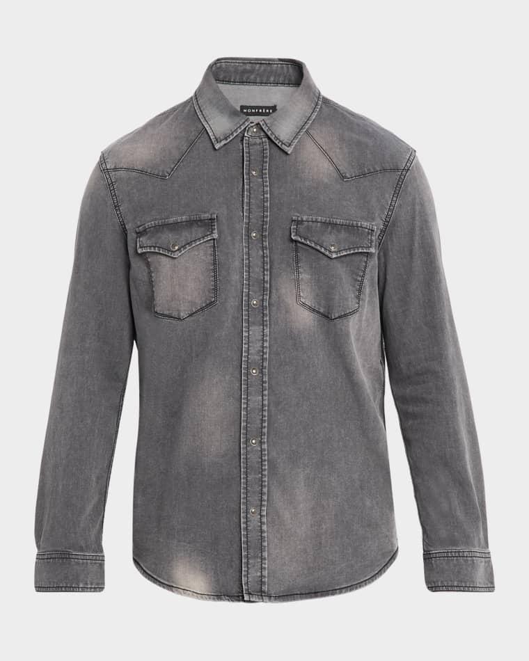 Men's Eastwood Denim Snap-Button Western Shirt by MONFRERE