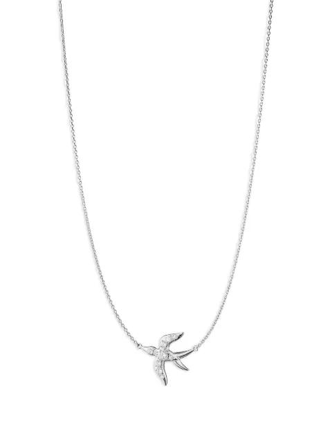 White Sapphire Freedom Swallow embellished necklace by MONICA RICH KOSANN