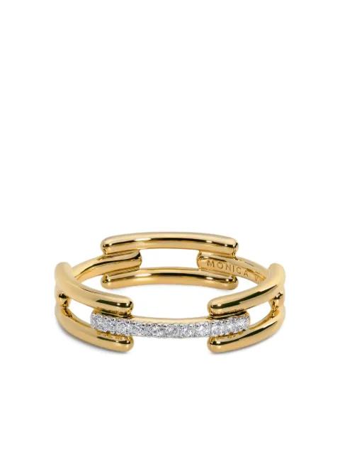 18K gold vermeil and silver Link diamond ring by MONICA VINADER