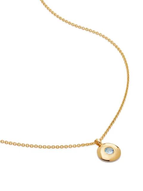 18kt recycled gold vermeil Birthstone aquamarine pendant necklace by MONICA VINADER