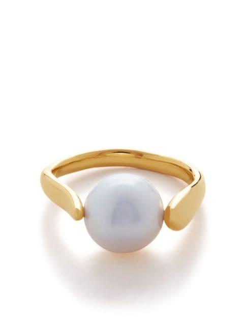 Nura pearl-detail ring by MONICA VINADER