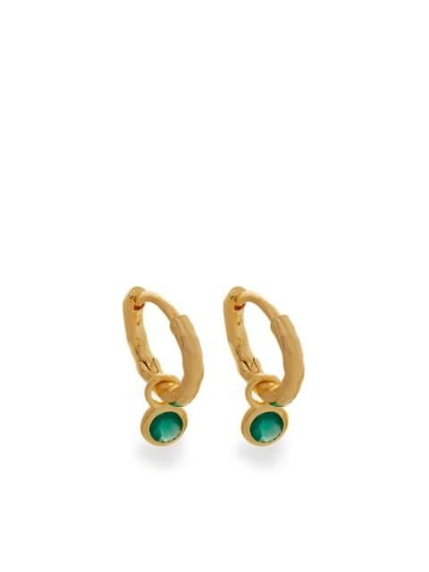 mini onyx huggie earrings by MONICA VINADER