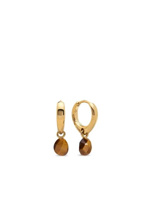 tiger-eye drop huggie earrings by MONICA VINADER