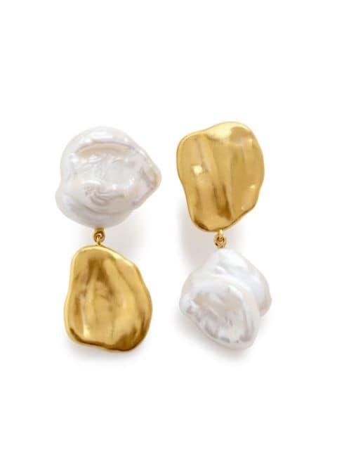 x Amy Powney keshi-pearl stud drop earrings by MONICA VINADER