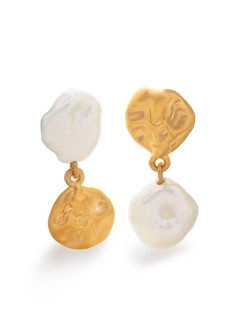 x Mother of Pearl Keshi pearl stud earrings by MONICA VINADER