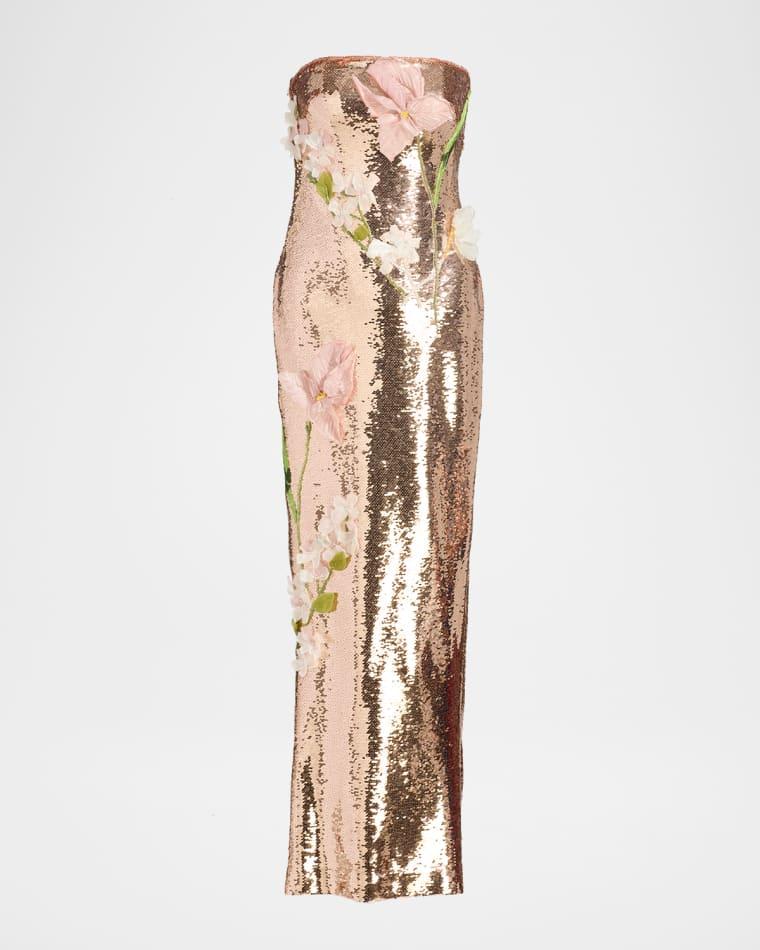 Iris Strapless Sequined Column Gown by MONIQUE LHUILLIER