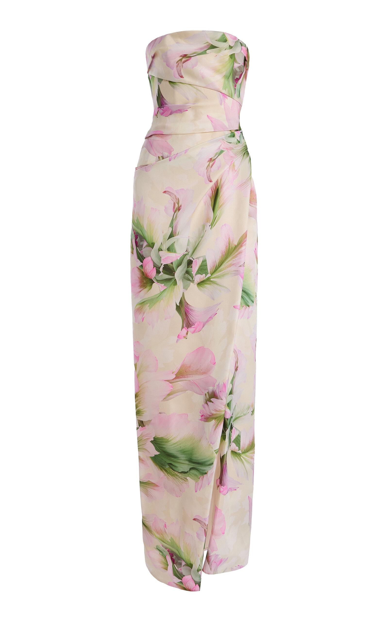 Monique Lhuillier Floral-Print Ruched Silk Gown - Moda Operandi by MONIQUE LHUILLIER
