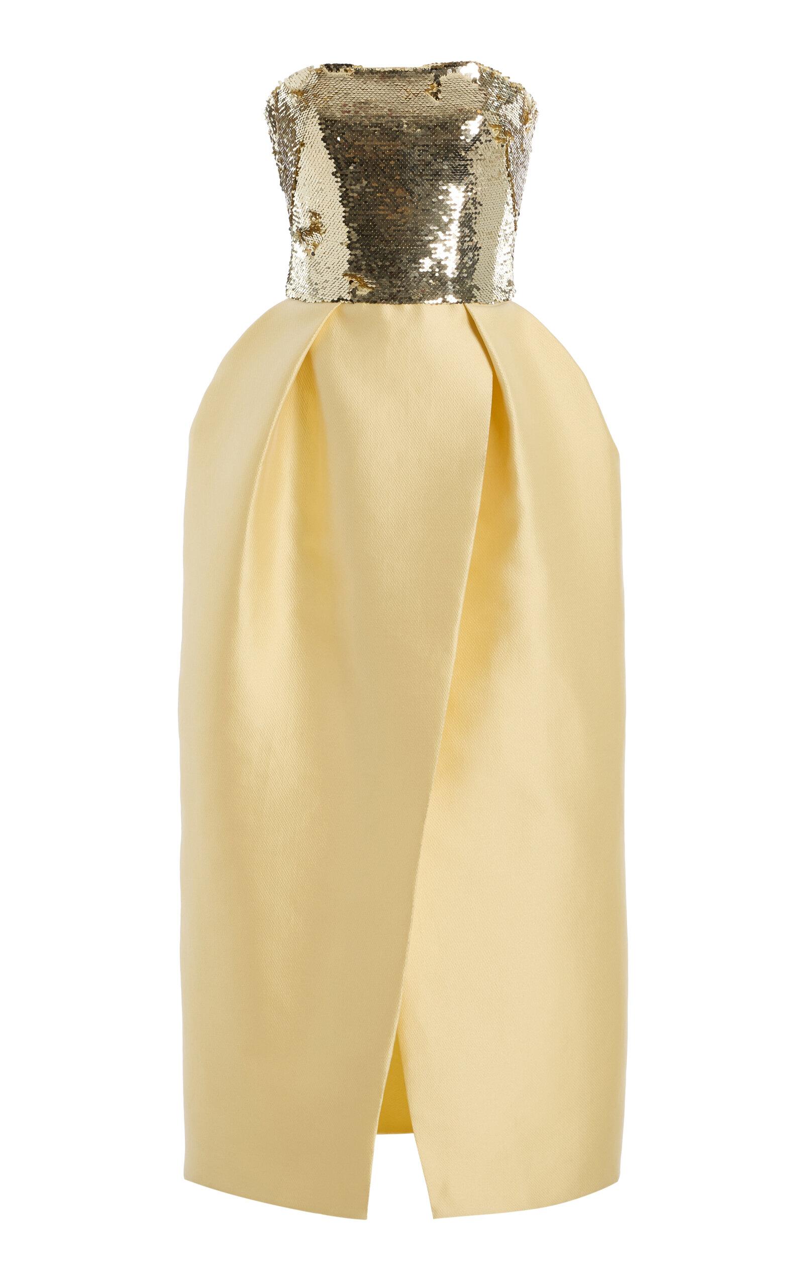 Monique Lhuillier Sequin-Bodice Cotton-Blend Mikado Midi Dress - Moda Operandi by MONIQUE LHUILLIER