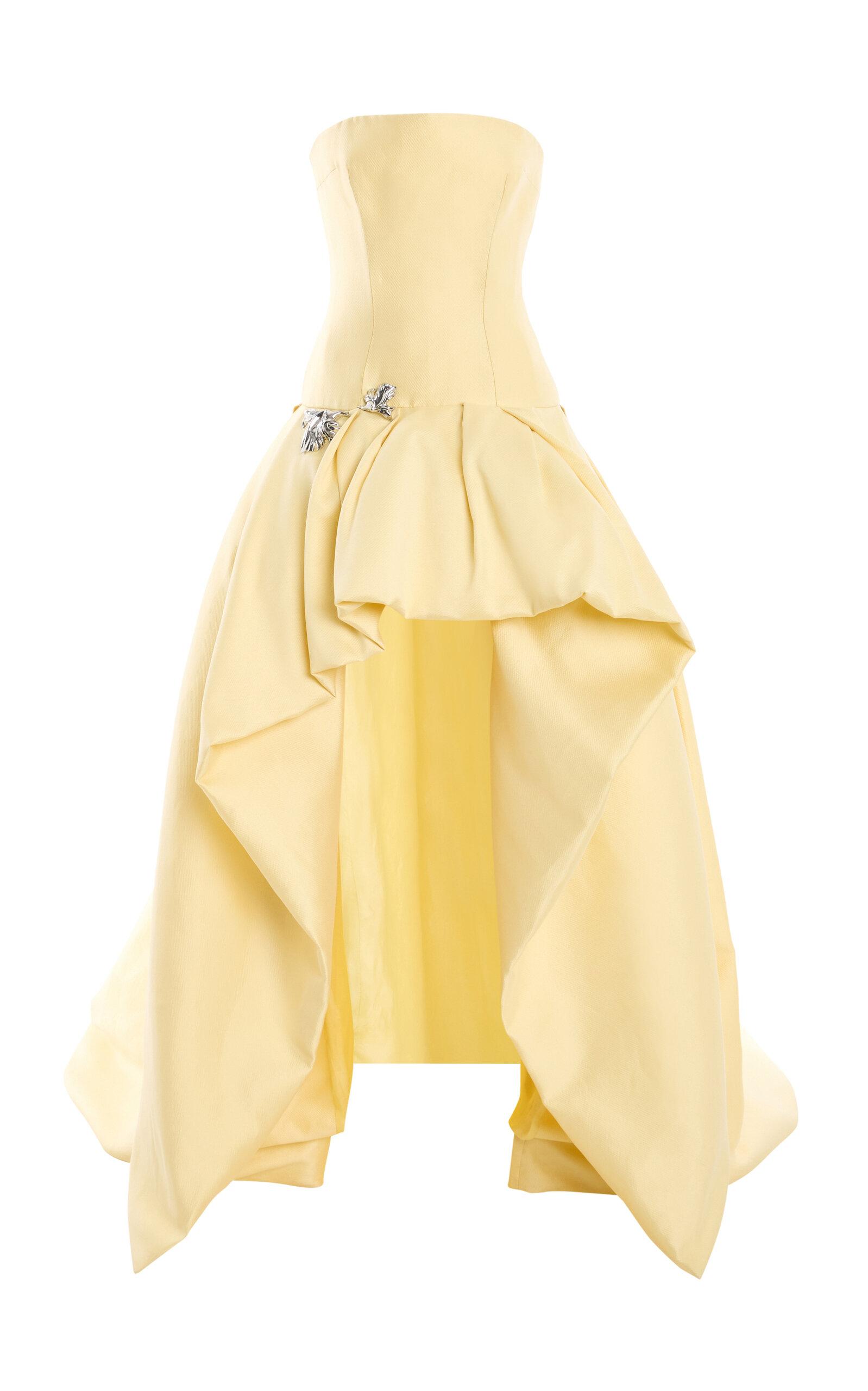 Monique Lhuillier Strapless High-Low Cotton-Blend Mikado Ball Gown - Moda Operandi by MONIQUE LHUILLIER