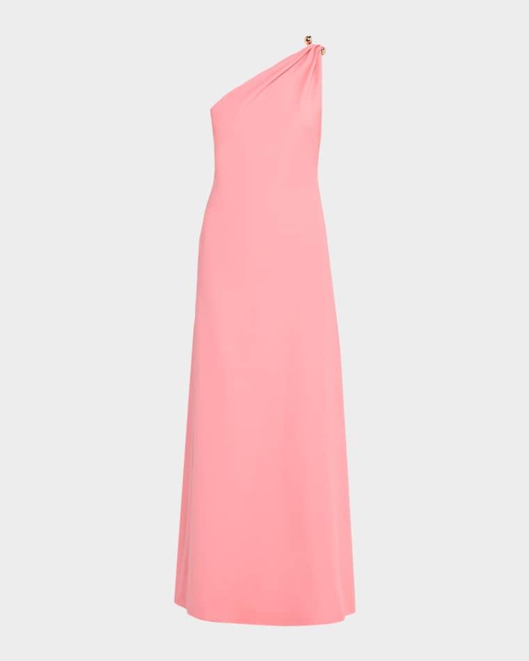 Plumeria One-Shoulder Draped Wool Gown by MONIQUE LHUILLIER
