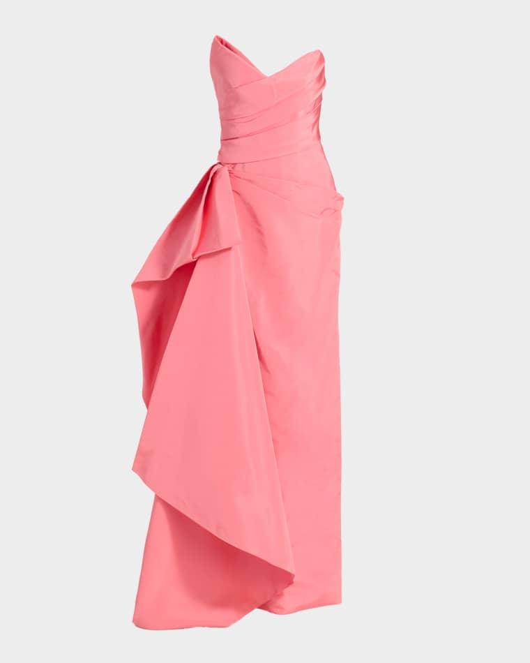 Strapless Draped Silk Faille Gown by MONIQUE LHUILLIER