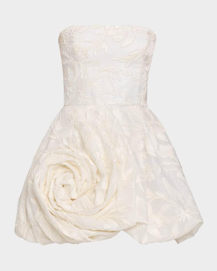 Strapless Rosette Bubble Mini Dress by MONIQUE LHUILLIER