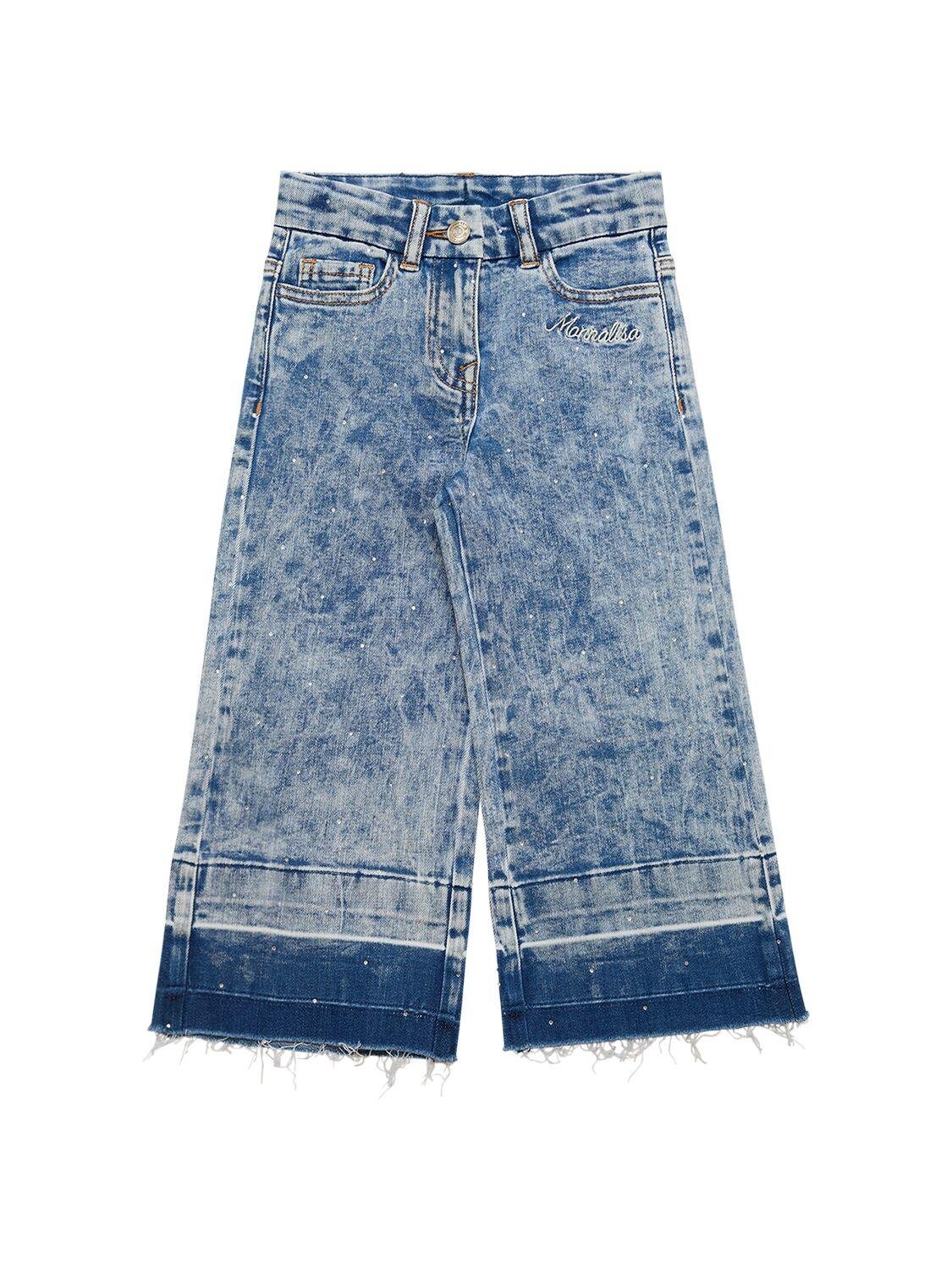 Cotton Denim Flared Jeans by MONNALISA