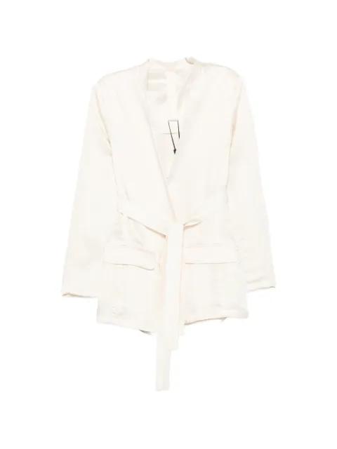 belted satin-finish jacket by MONOCHROME