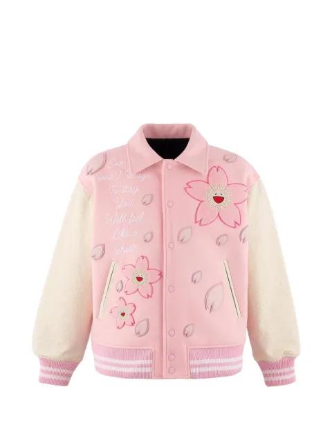 cherry blossom-embroidered varsity jacket by MONOKEMADE