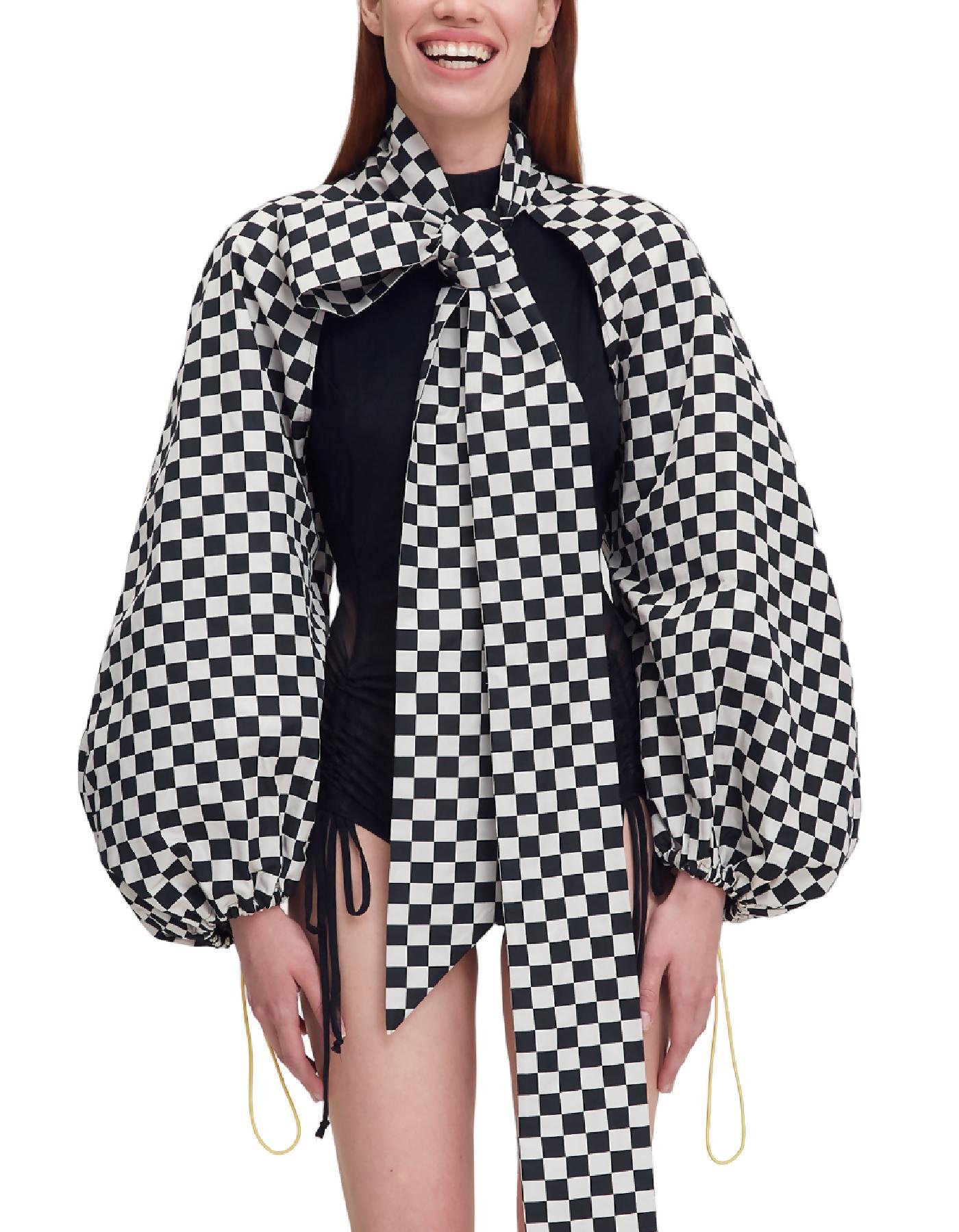 Classic Checkered Bolero Sleeves - Timeless Elegance by MONOSUIT