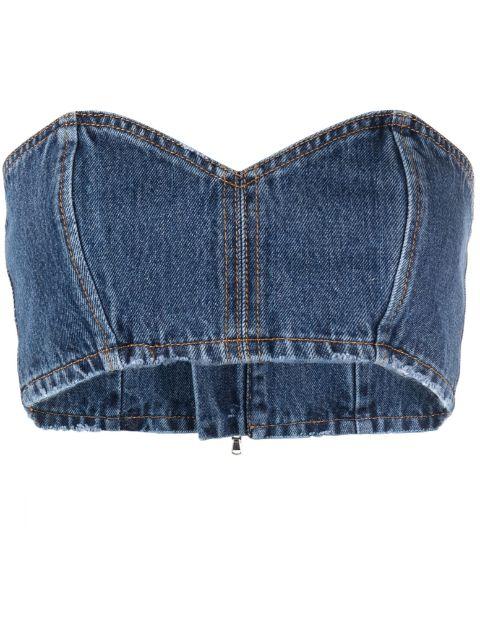 denim bandeau top by MONOT