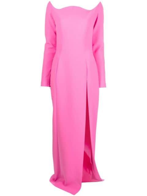off-shoulder floor-length dress by MONOT