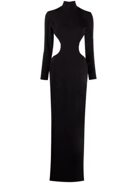 open-back high-neck cut-out evening gown by MONOT
