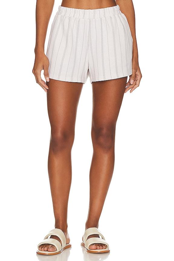 MONROW Stripe Pull On Short in Ivory by MONROW