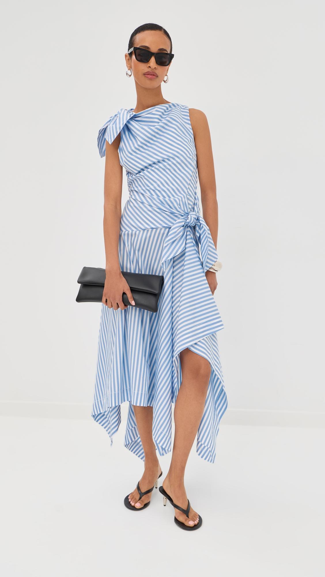 Bow Drape Cascade Dress by MONSE