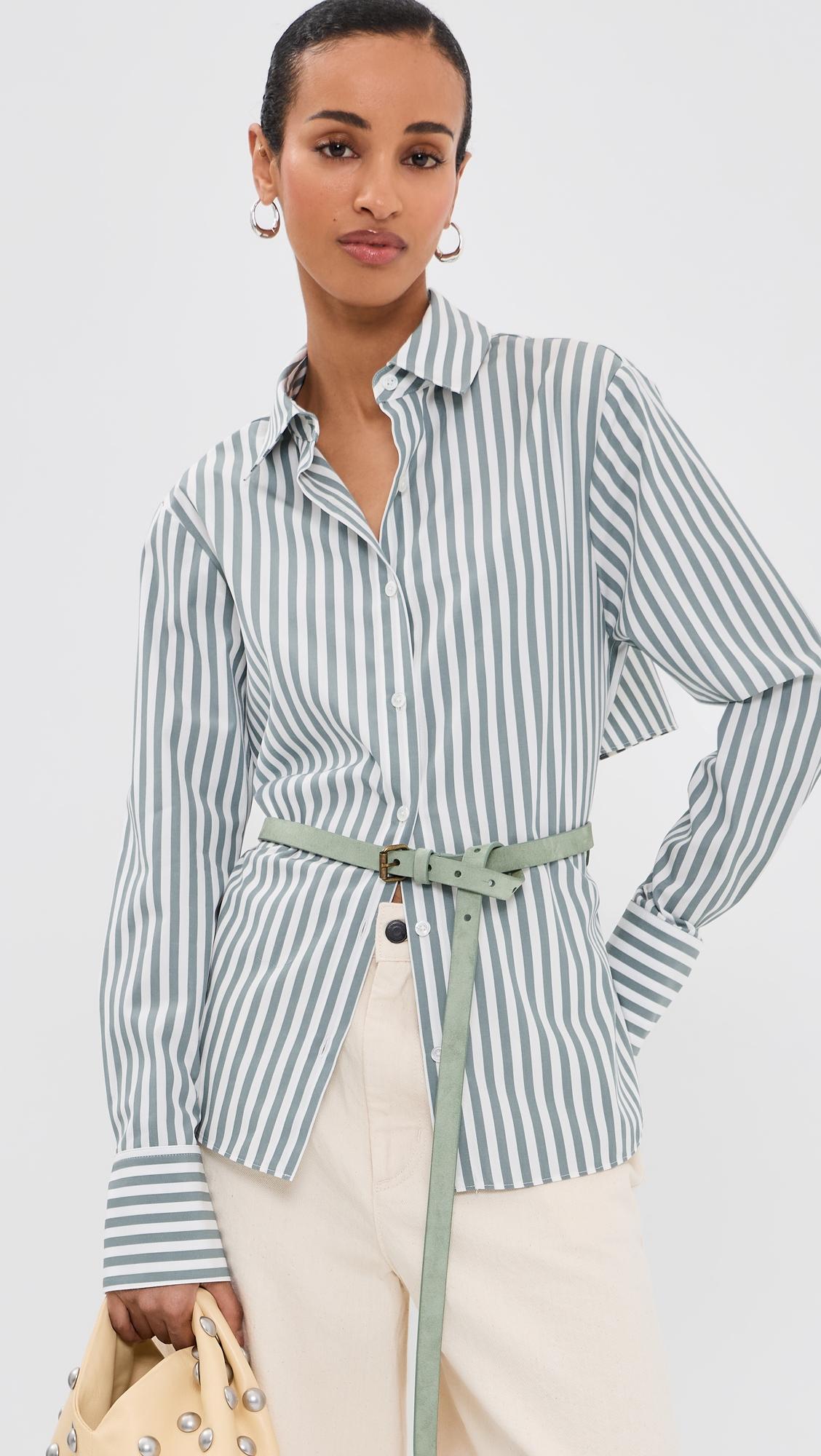 Leather Belt Backless Shirt by MONSE