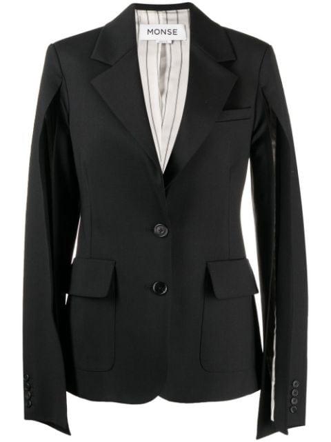 arm-slit wool-blend blazer by MONSE
