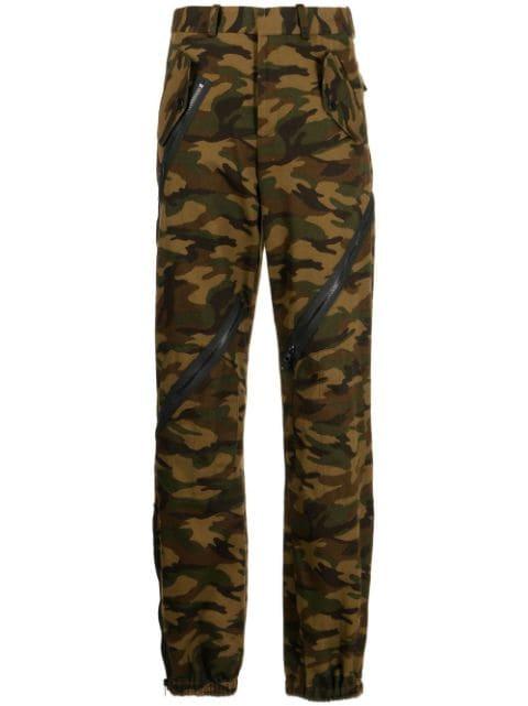 camouflage zip-detail trousers by MONSE